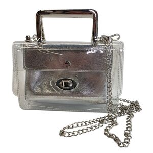 Givenchy Parfums Clear TPU wuth silver detacheable faux leather lining  purse
